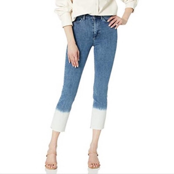 DS1961 Maria High Rise Instacuplt Straight Leg Cropped Frayed Bleached 27 Jeans - Picture 7 of 16